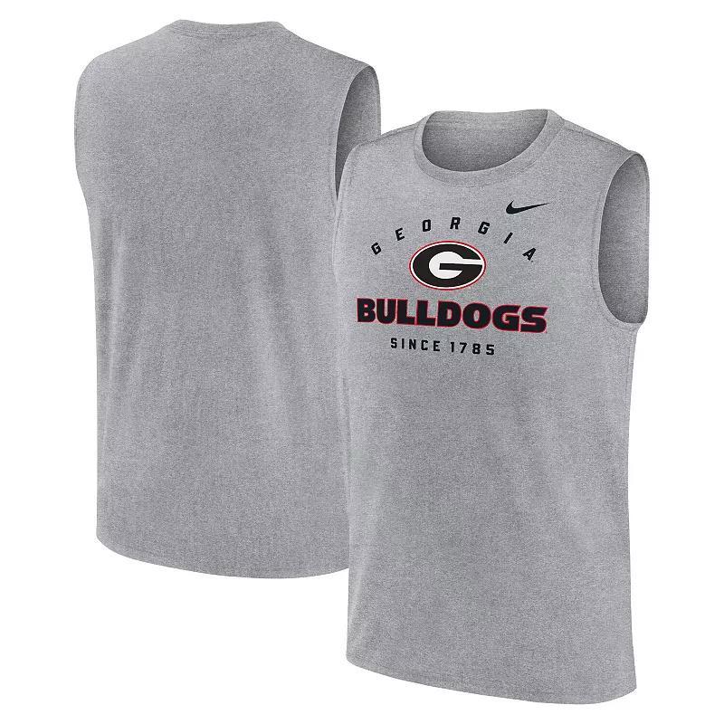 Mens Nike Heather Gray Georgia Bulldogs Primetime Legend Lock Up Performance Muscle Tank Top Product Image