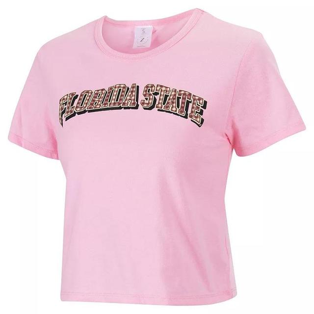 Womens ZooZatz Florida State Seminoles Gingham Logo Cropped T-Shirt Product Image