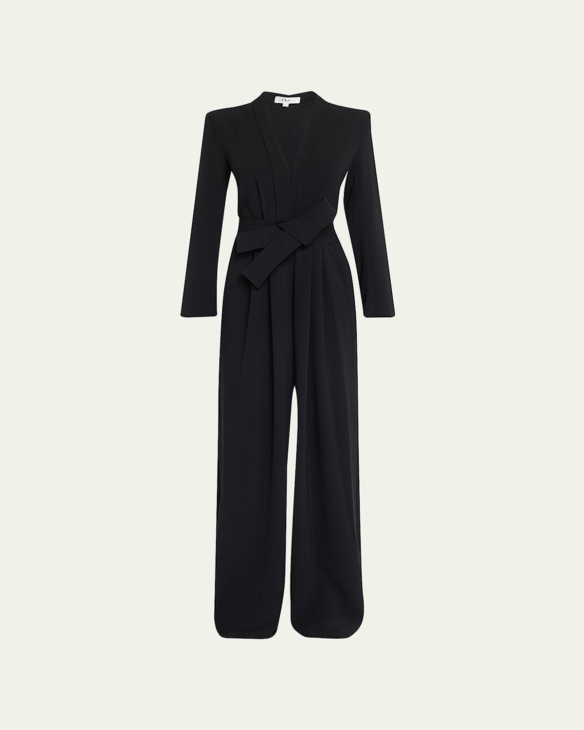 Womens Kieran II Belted Crepe Wide-Leg Jumpsuit Product Image