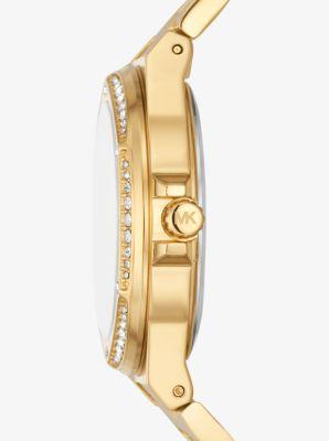 Michael Kors Womens Lennox Three Hand Gold-Tone Stainless Steel Bracelet Watch 37mm Product Image