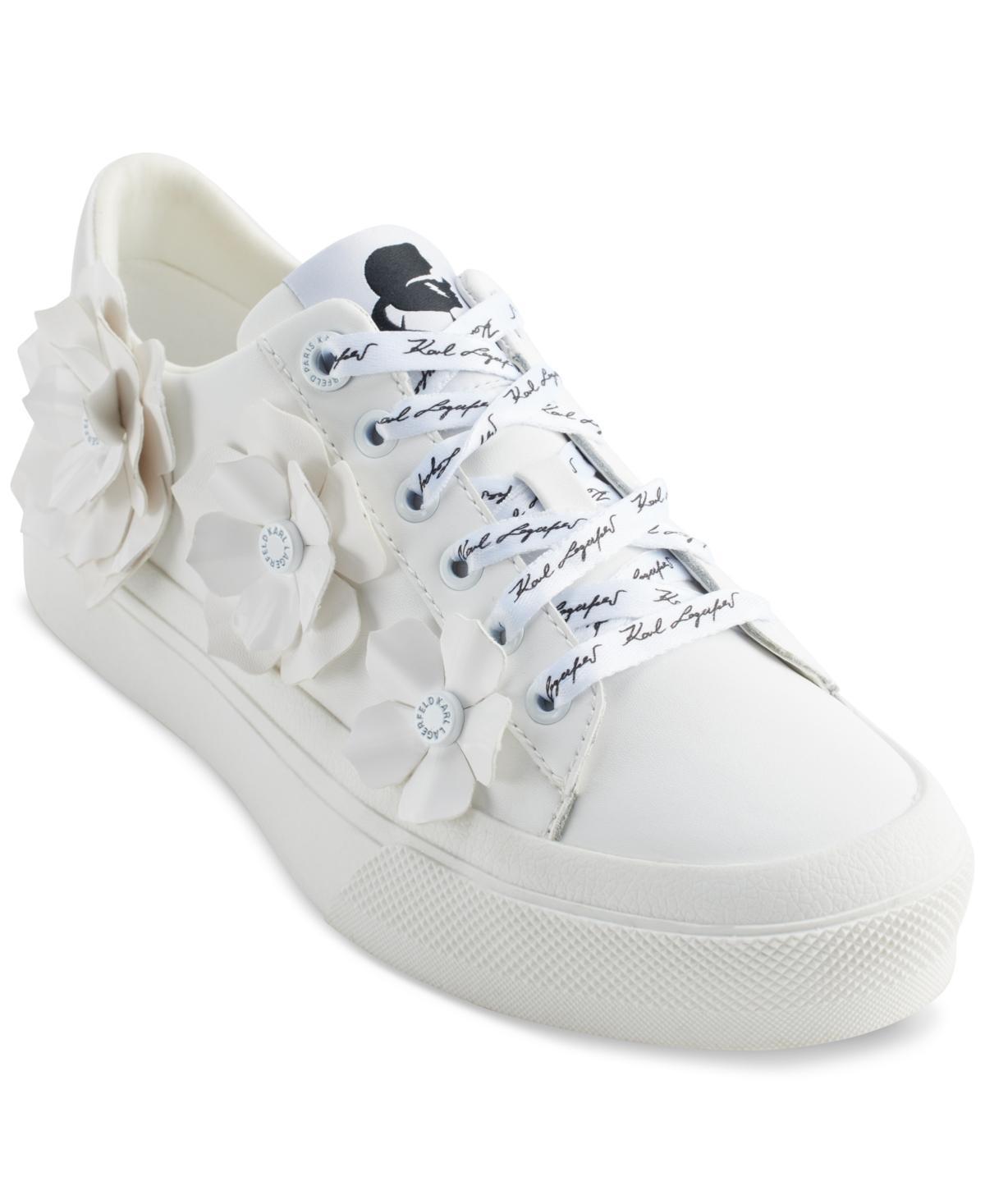 Karl Lagerfeld Paris Womens Georgia Lace-Up Embellished Sneakers - Soft White/ Product Image