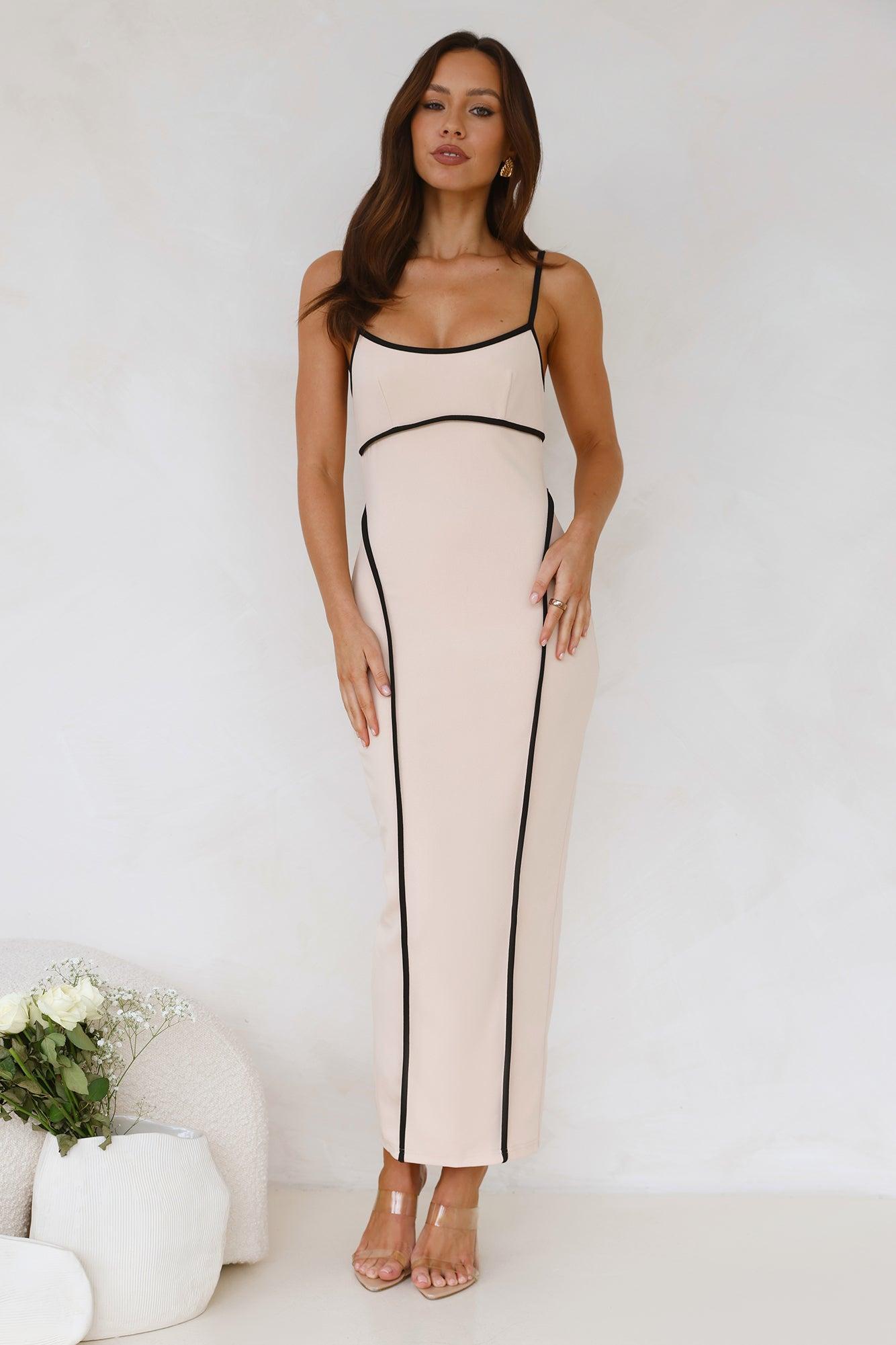 Elite Touch Maxi Dress Beige Product Image