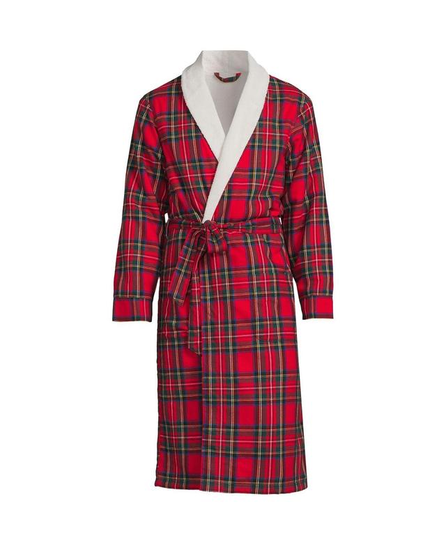 Lands End Mens High Pile Fleece Lined Flannel Robe Product Image