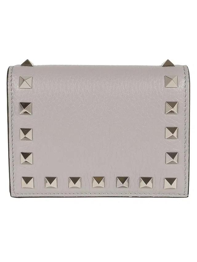 Rockstud Logo Printed Wallet In Grey Product Image