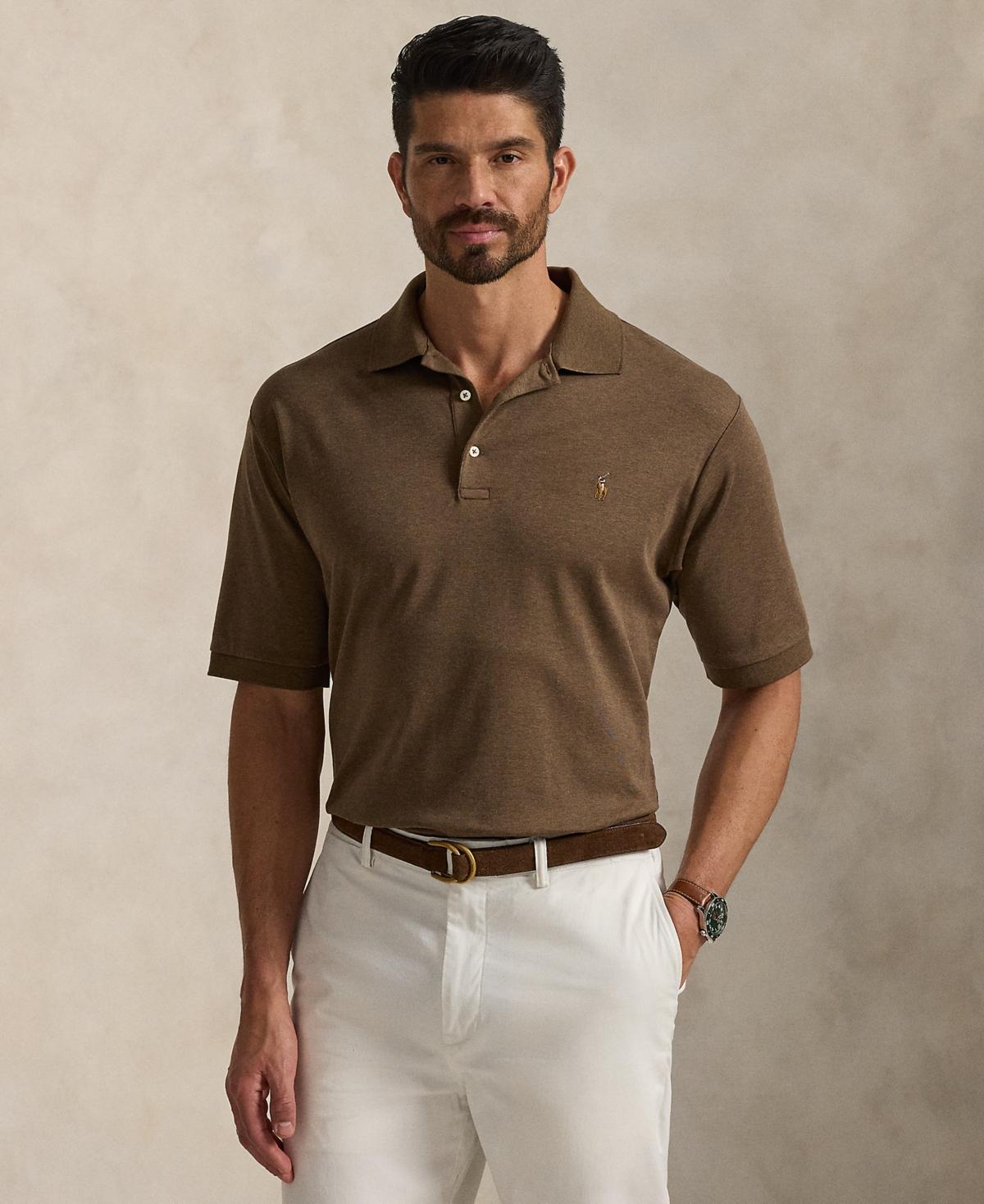 POLO RALPH LAUREN Men's Big & Tall Classic Fit Soft Cotton Polo In Brown Product Image