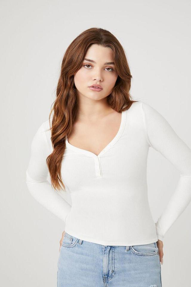 Ribbed Knit Henley Top | Forever 21 Product Image