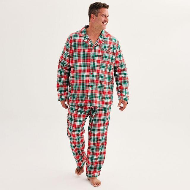 Big & Tall Jammies For Your Families Merry & Bright Plaid Open Hem Top & Bottom Pajama Set, Mens Product Image