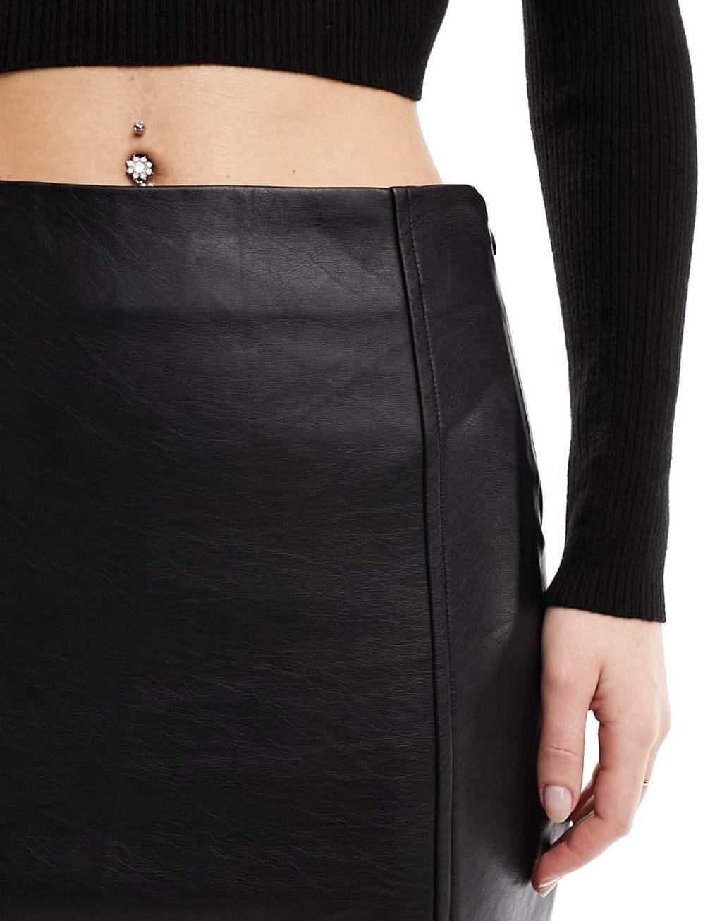 Miss Selfridge faux leather mini skirt in black  Product Image