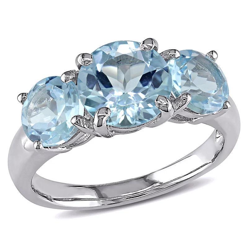 Stella Grace Sterling Silver Sky Blue Topaz 3-Stone Ring, Womens Product Image