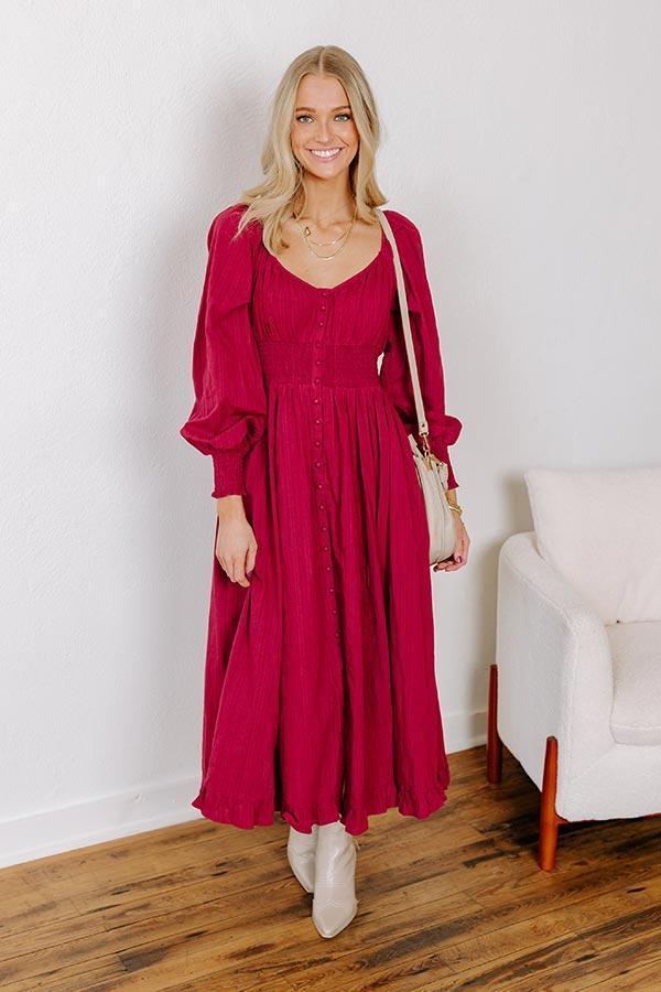 Sunset Views Button Down Midi in Wine Product Image