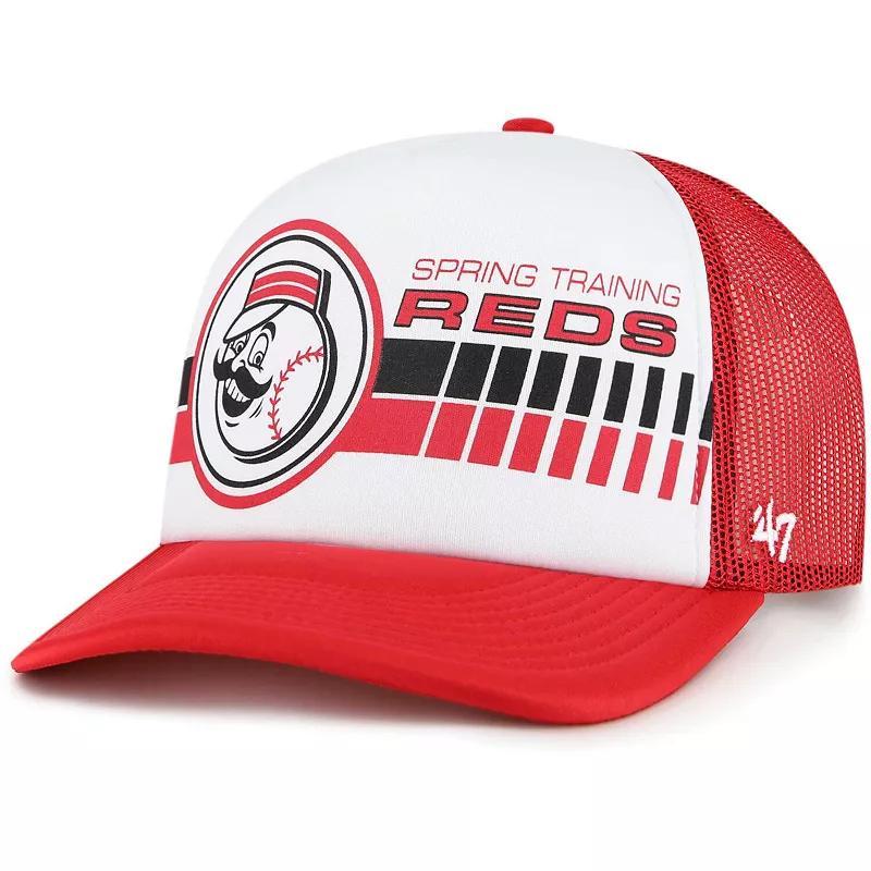 Mens 47 White/Red Cincinnati Reds 2024 Spring Training Foam Trucker Adjustable Hat Product Image