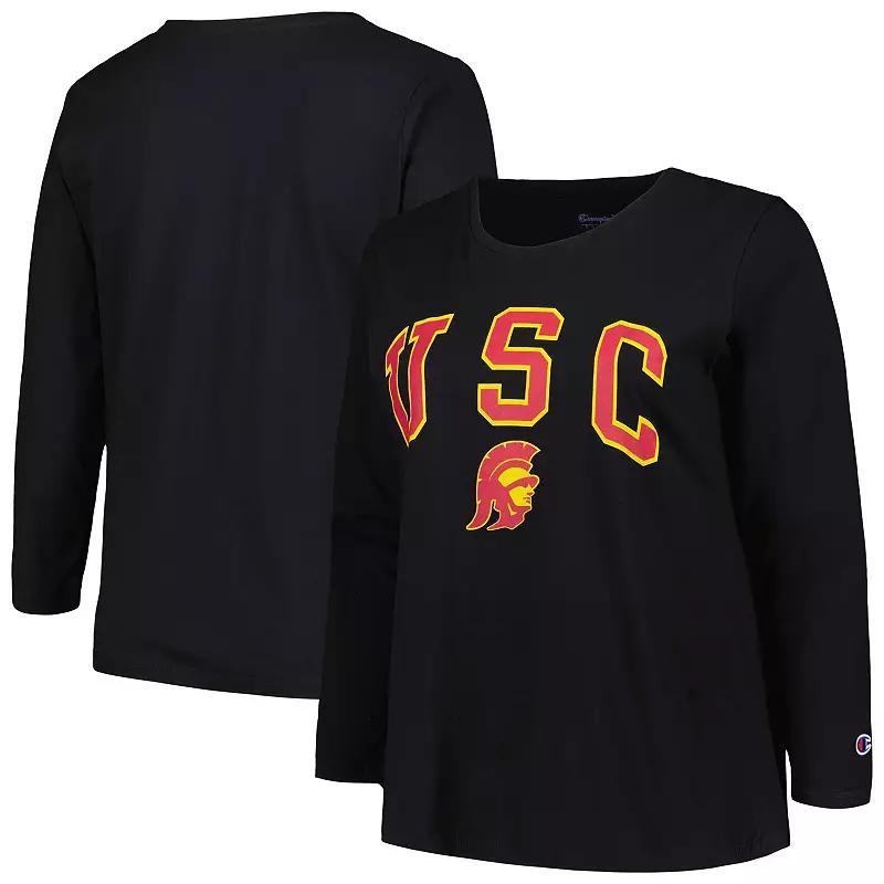 Womens Profile USC Trojans Plus Size Arch Over Logo Scoop Neck Long Sleeve T-Shirt Product Image