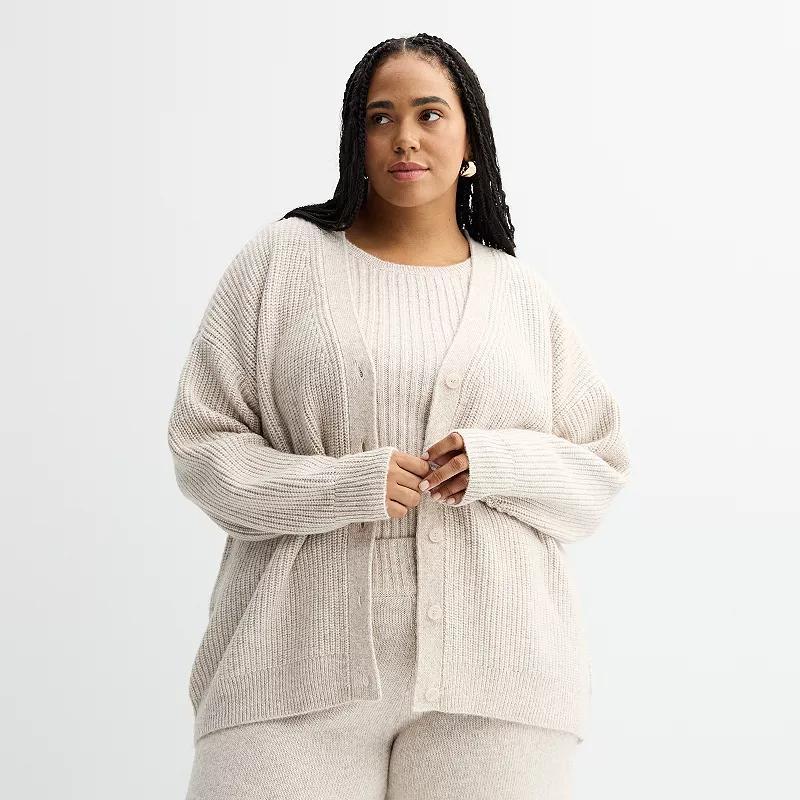 Plus Size Sonoma Goods For Life Boyfriend Cardigan, Womens Sand Grey Product Image