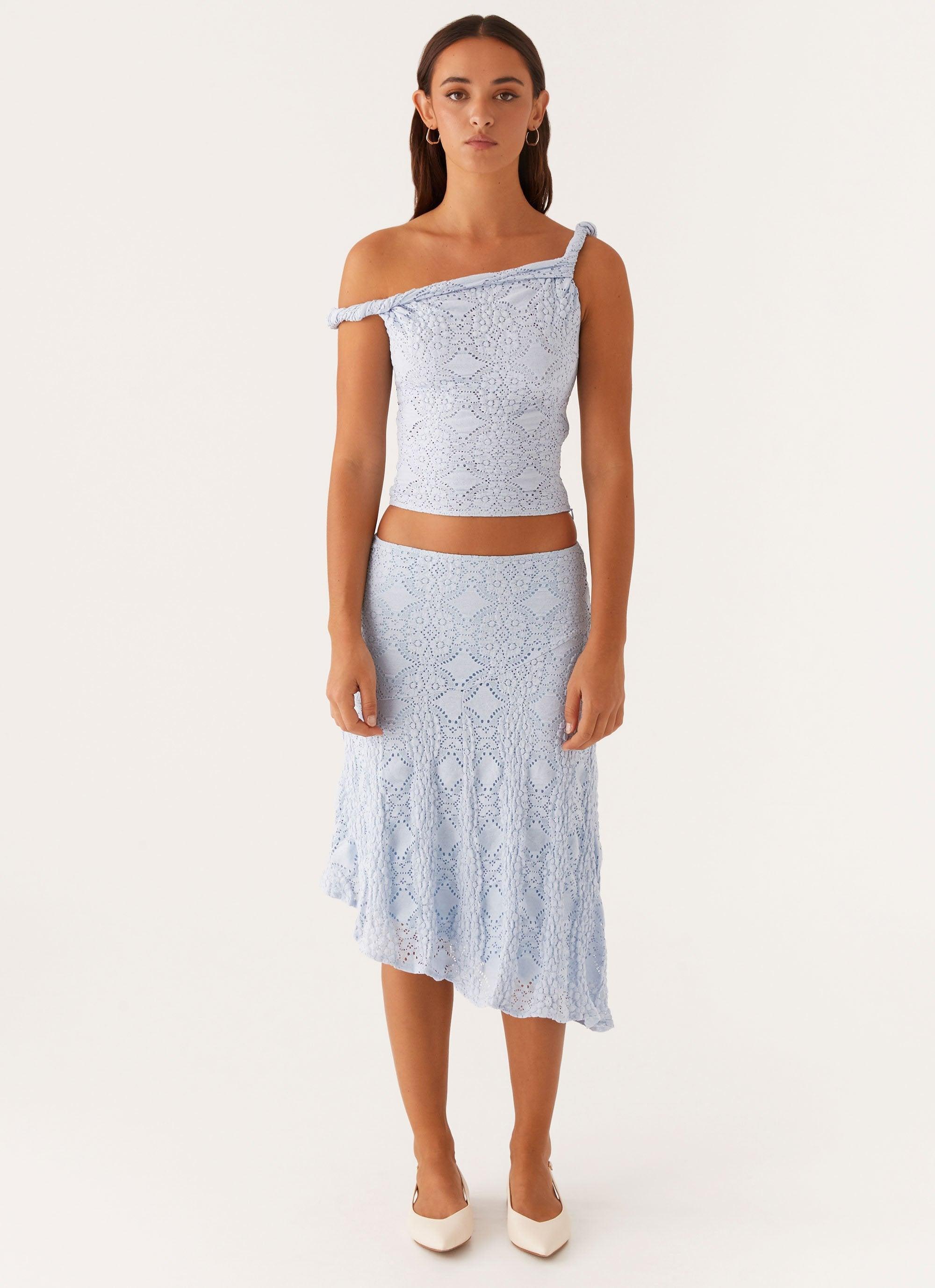 Diamond Sky Midi Skirt - Blue Product Image