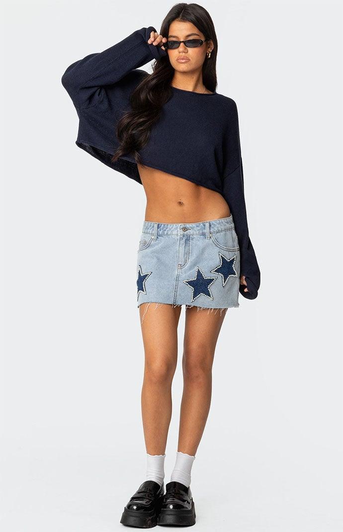 Edikted Women's Shining Star Denim Mini Skirt product image