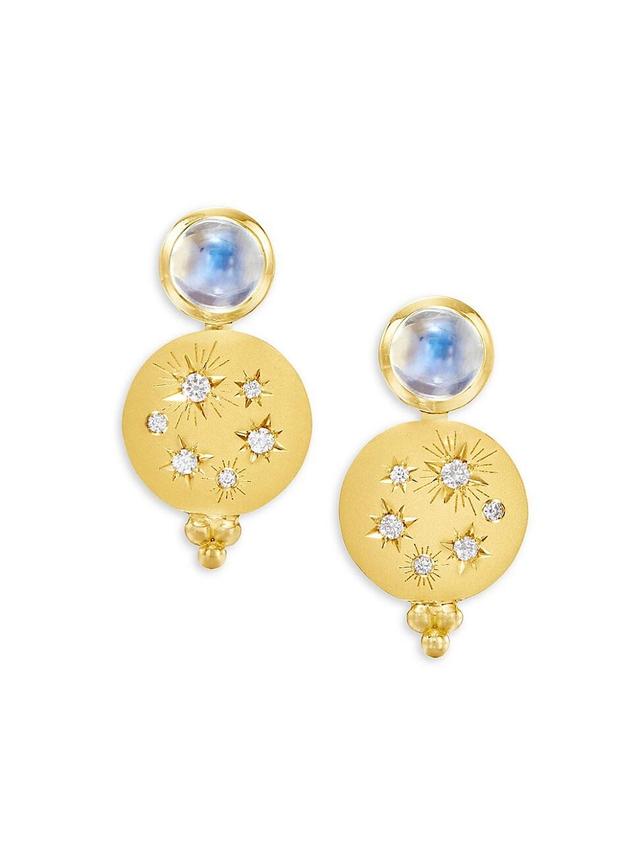 Womens Cosmos 18K Yellow Gold, Moonstone & Diamond Drop Earrings Product Image