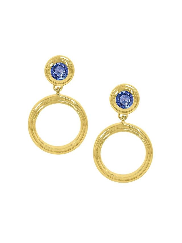 Womens Signet 22K Gold-Plated Tanzanite Drop Earrings Product Image