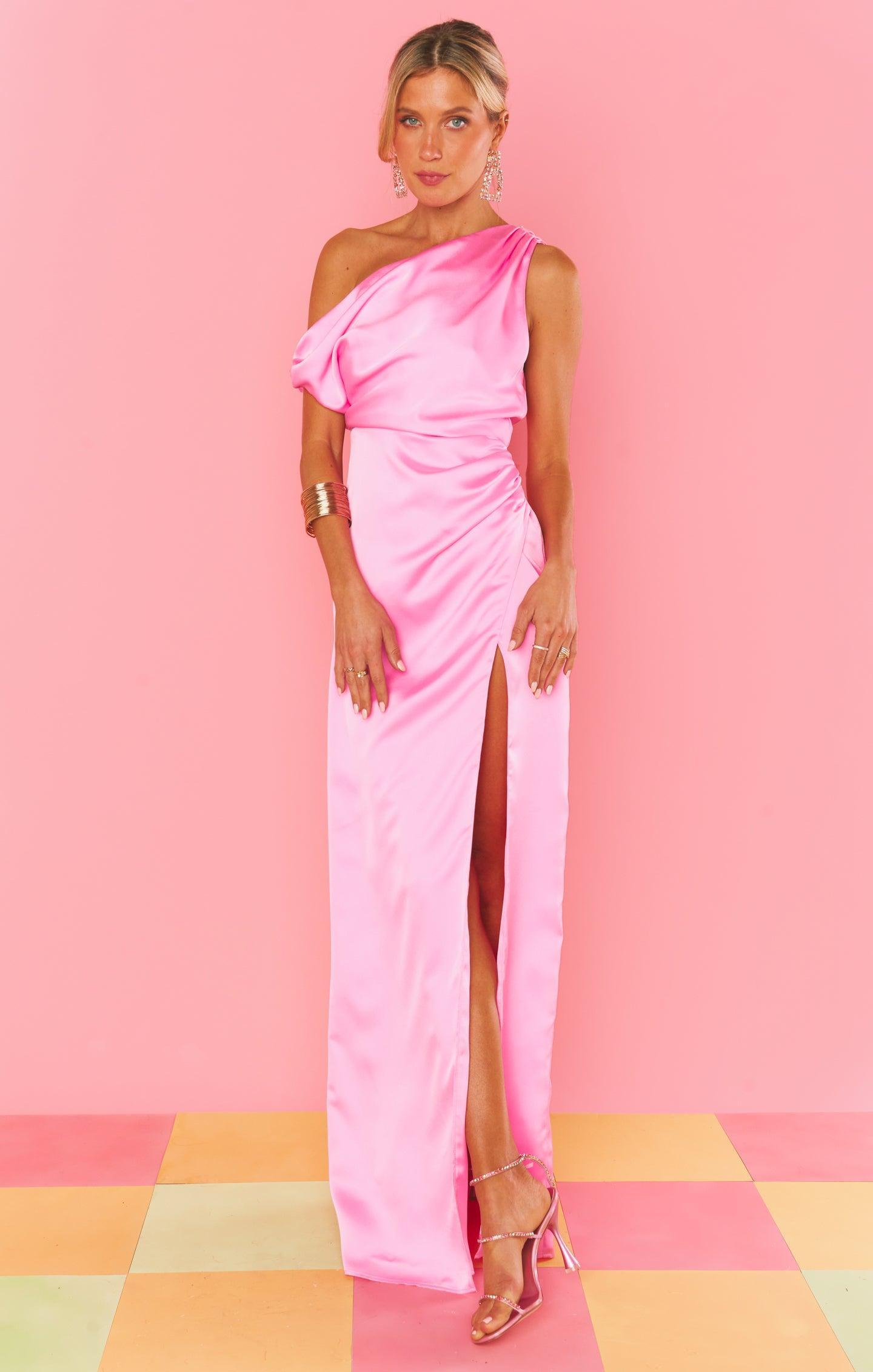 Jodie Dress ~ Pink Luxe Satin Product Image