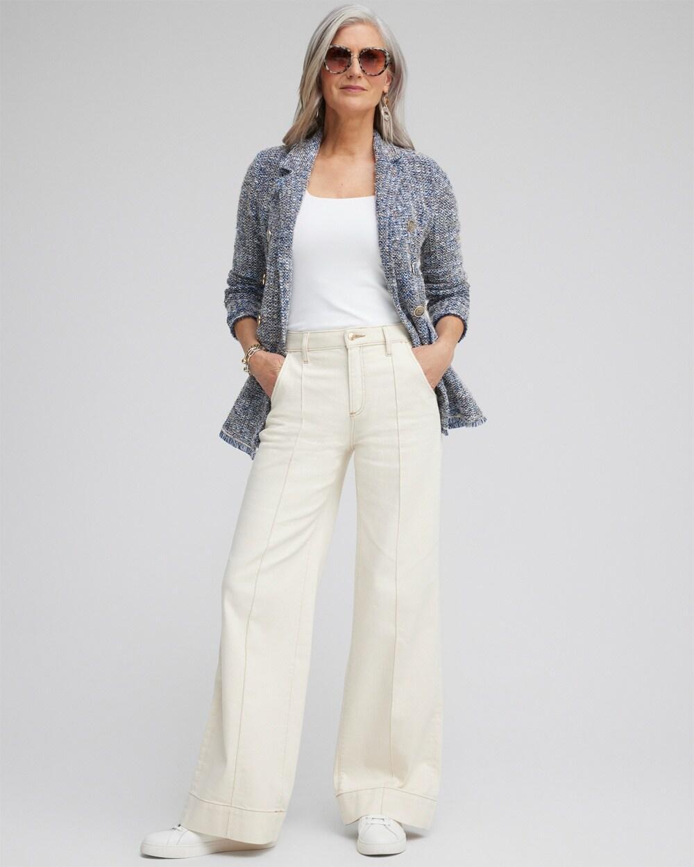 Pintuck High Rise Wide Leg Jeans Product Image