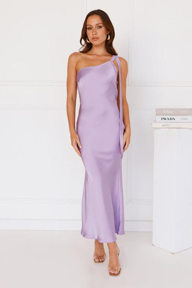 Black Tie Ballroom One Shoulder Satin Maxi Dress Lilac Product Image