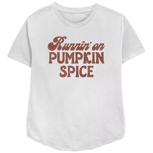 Juniors Runnin On Pumpkin Spice Relaxed Fit Graphic Tee, Womens Product Image