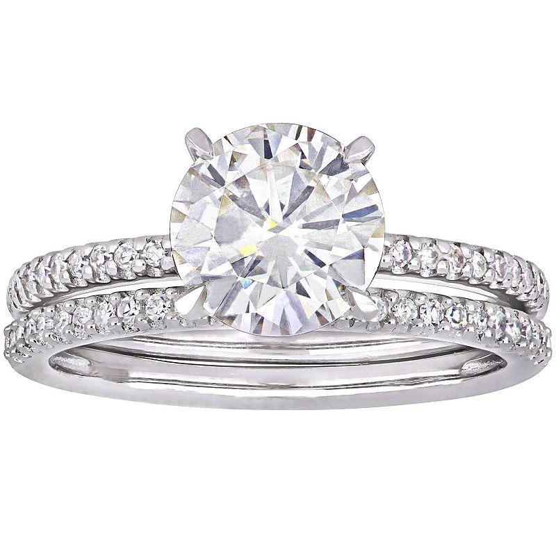 Stella Grace 14k White Gold 1/4 Carat T.W. Diamond & Created Moissanite Engagement Ring Set, Womens Product Image