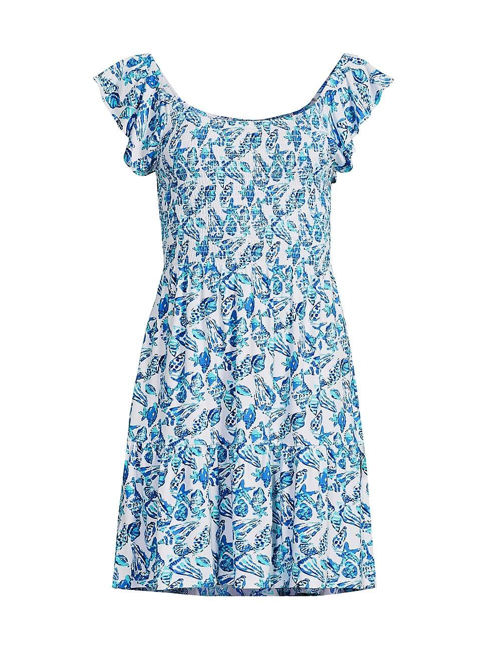 Lilly Pulitzer Jilly Smocked Dress (Resort White Shell Collector) Women's Dress Product Image