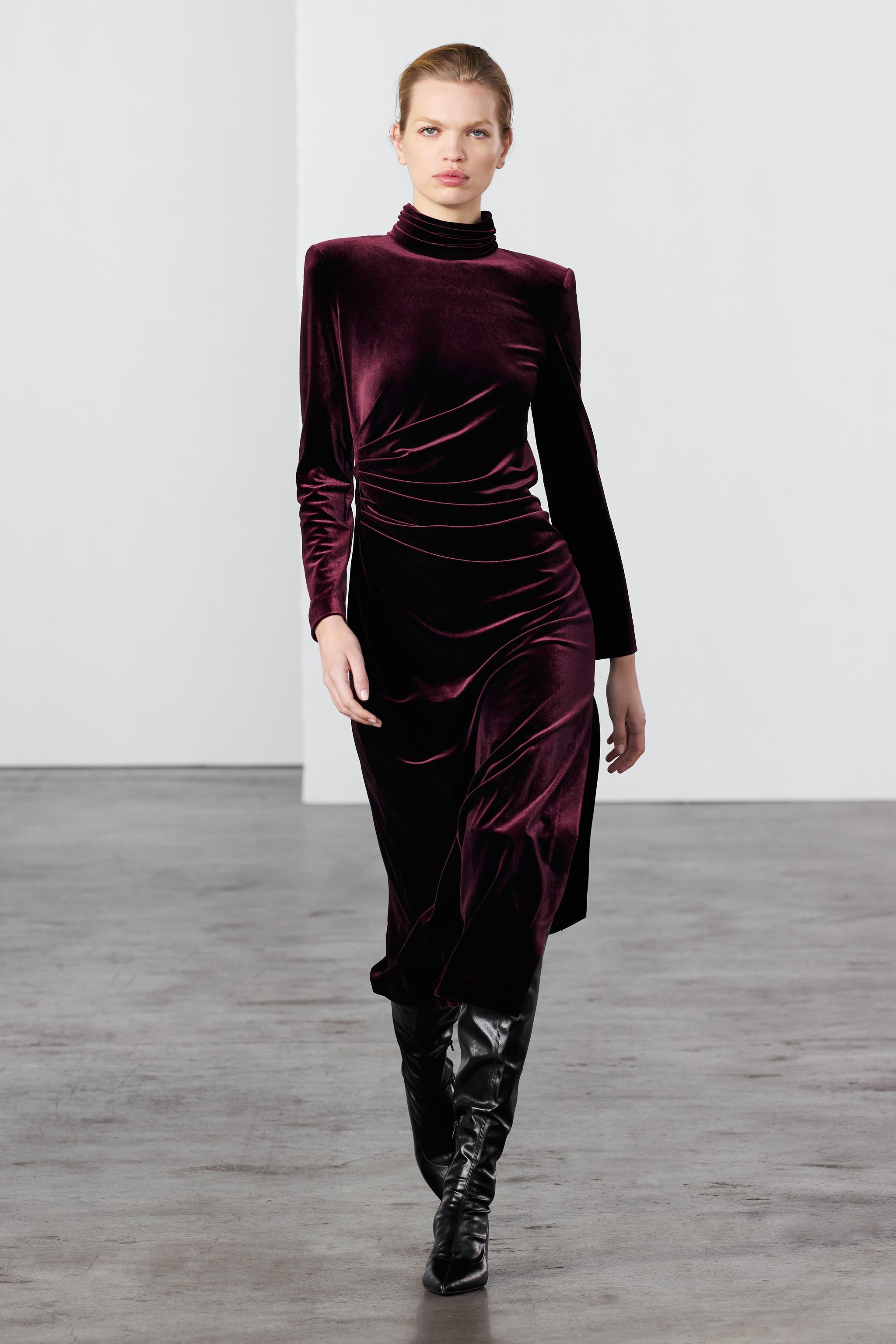 DRAPED VELVET DRESS ZW COLLECTION Product Image