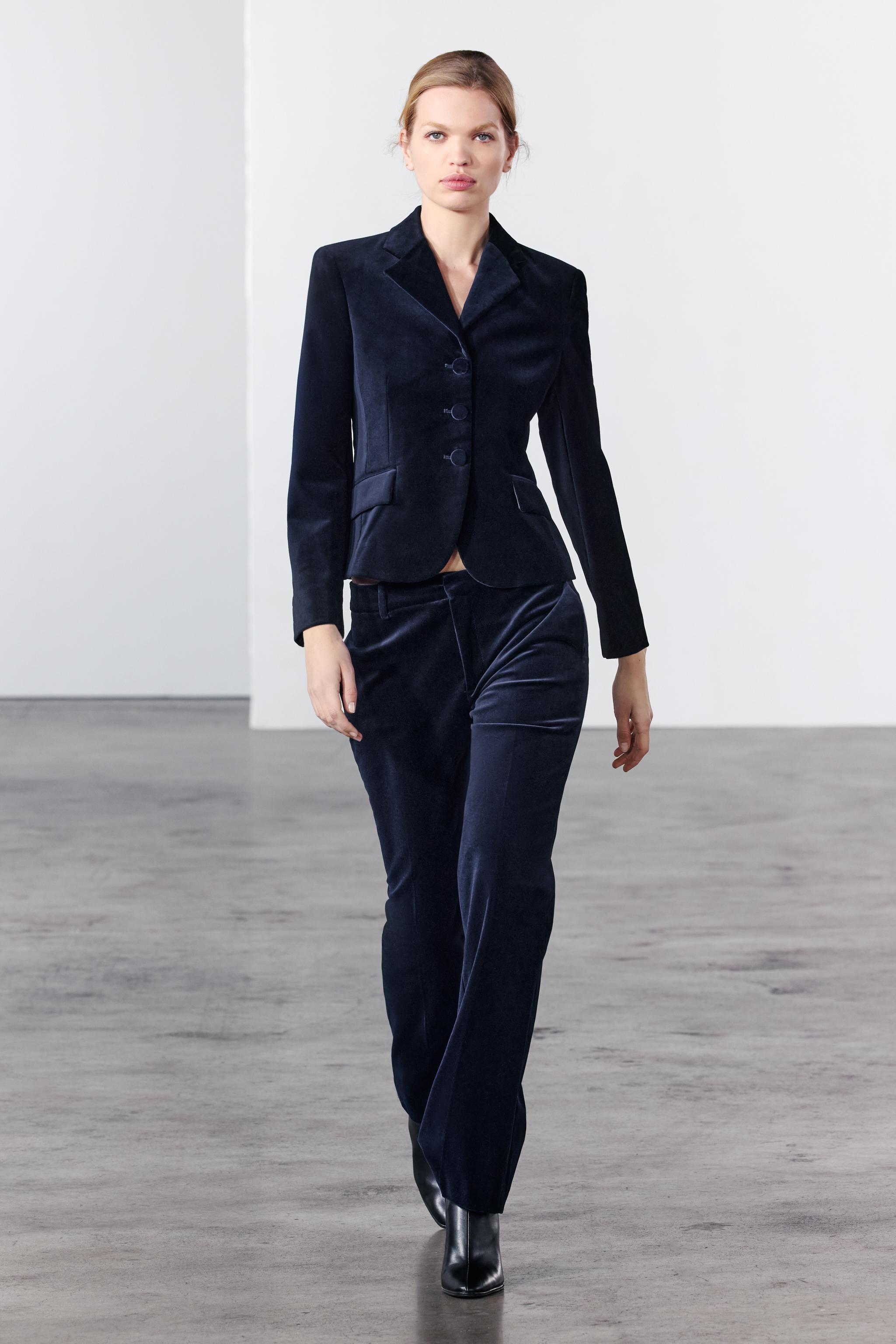 STRAIGHT LEG VELVET PANTS ZW COLLECTION Product Image