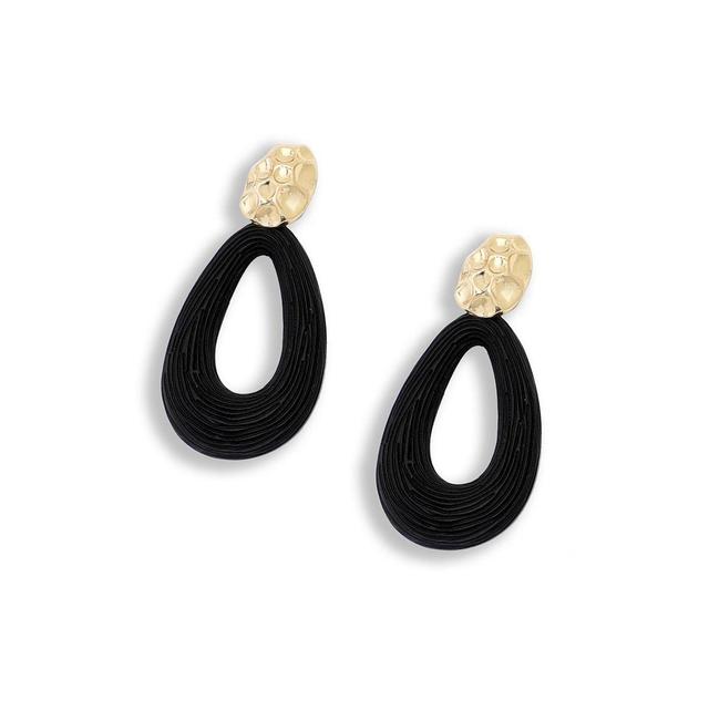 Sohi Womens Black Teardrop Dented Drop Earrings Product Image