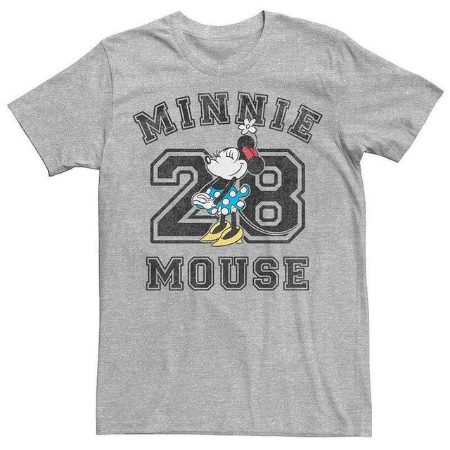 Mens Disney Minnie Mouse Varsity #28 Portrait Tee Athletic Grey Product Image