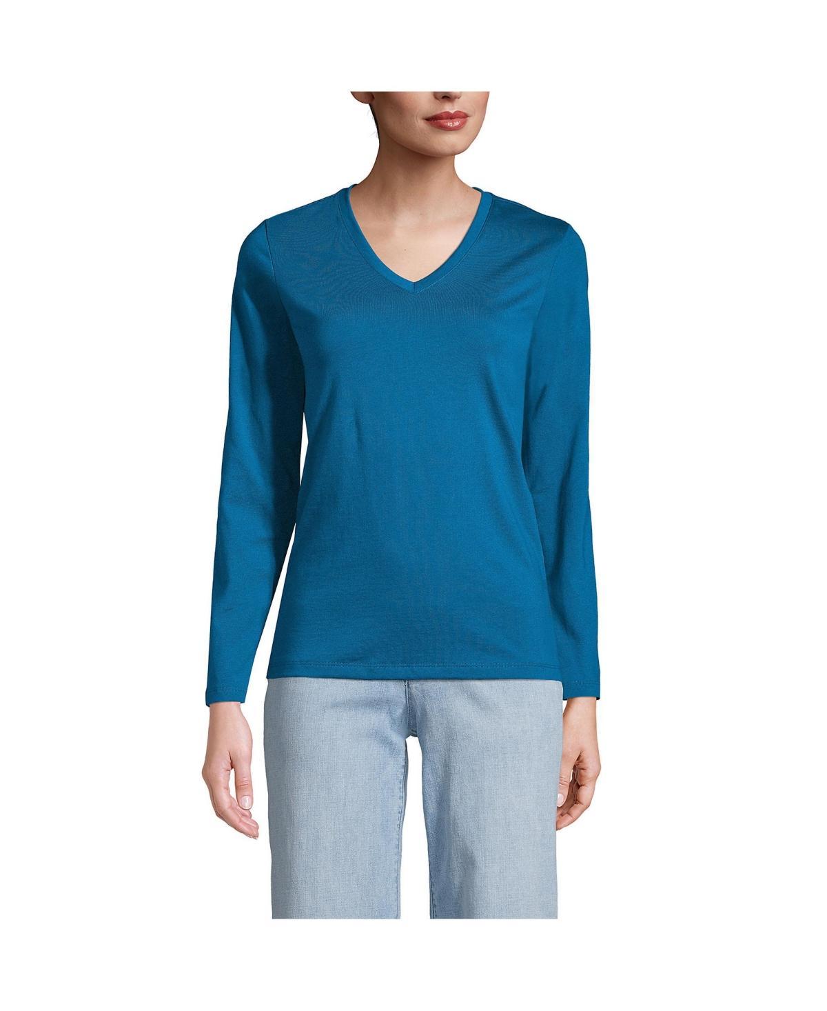 Lands End Womens Tall Relaxed Supima Cotton Long Sleeve V-Neck T-Shirt Product Image