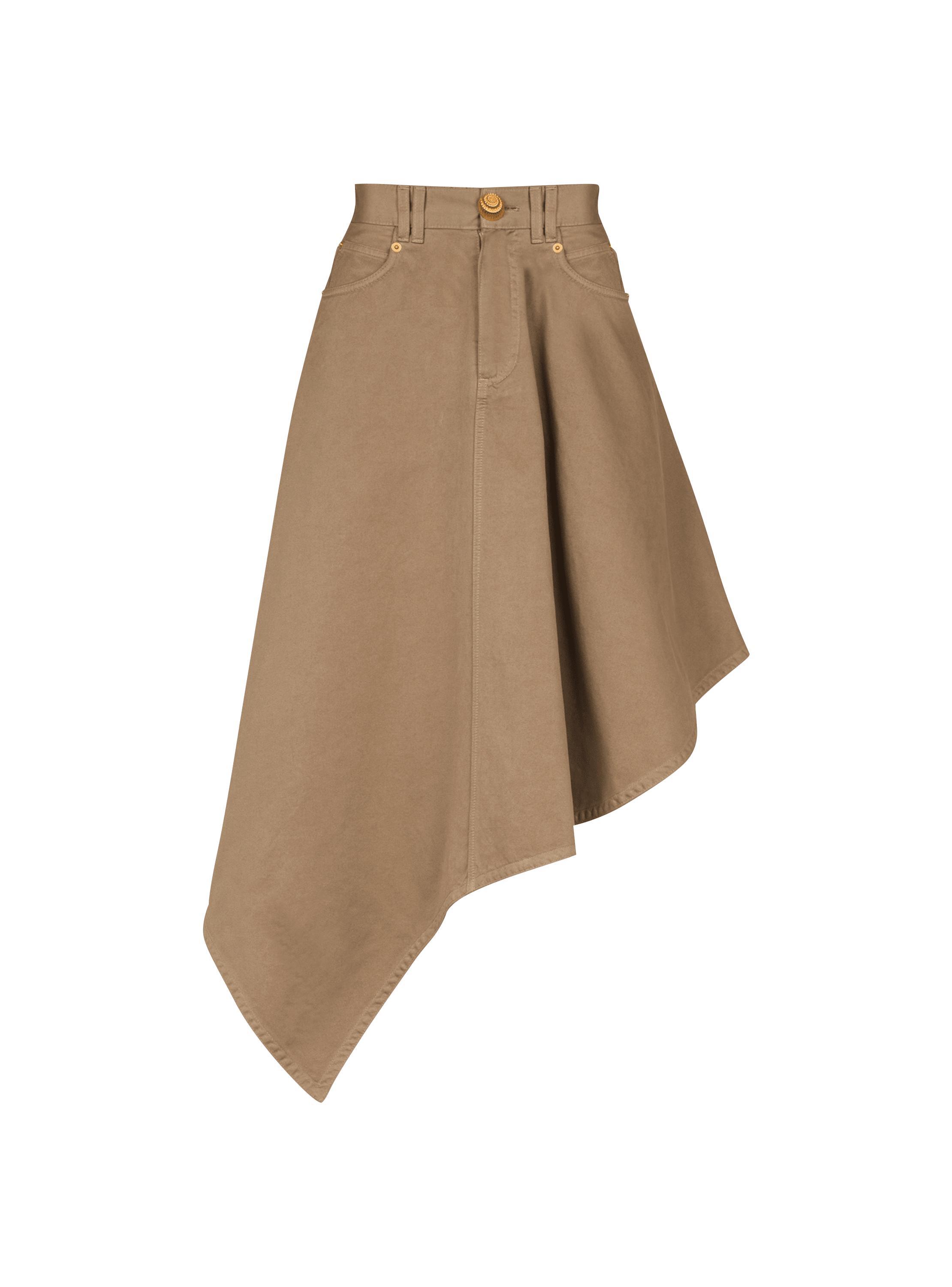 Asymmetrical pleated skirt in cotton canvas Product Image