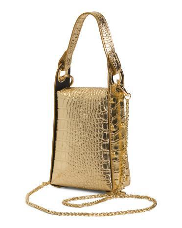 Leather Bee Croc Chain Crossbody Handbag for Women Product Image