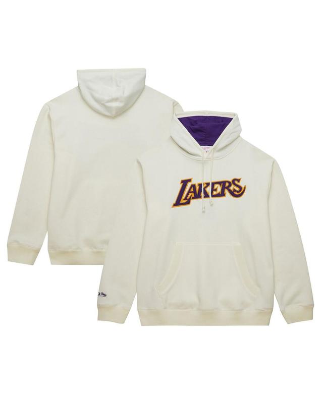 Mitchell & Ness Mens Cream Los Angeles Lakers Hardwood Classics vintage - like Pullover Hoodie Product Image