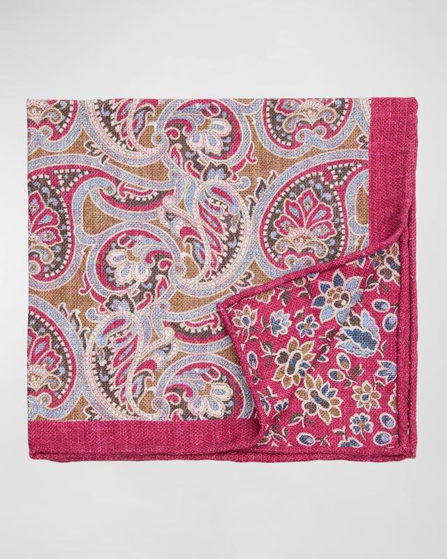 Mens Paisley-Floral Silk Pocket Square Product Image