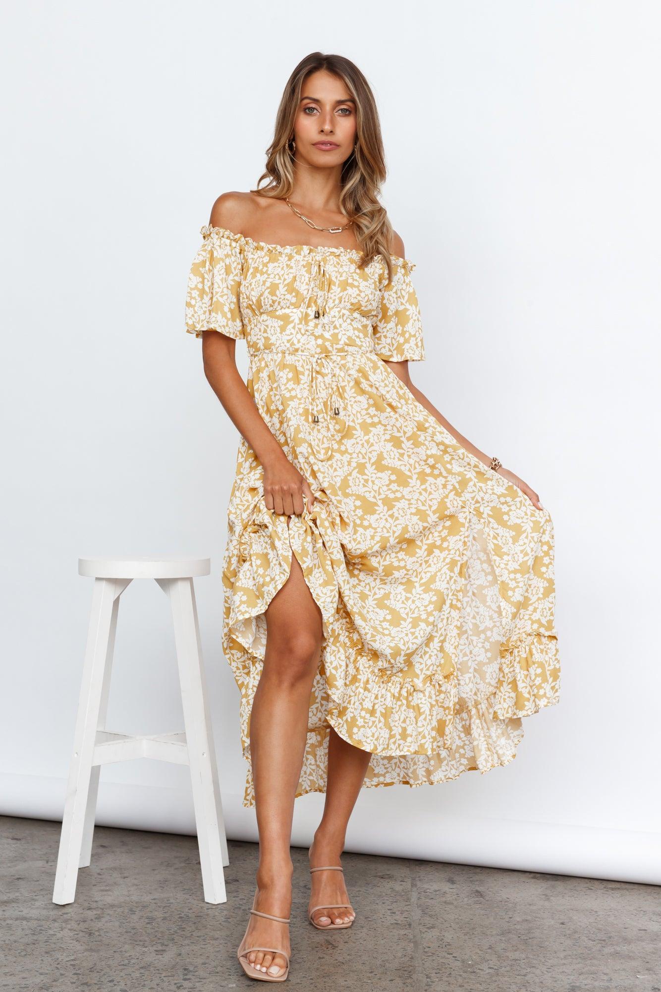 Boho Muse Midi Dress Yellow Product Image