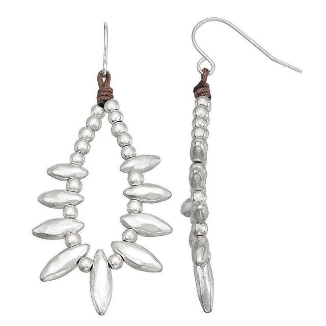 Bella Uno Metal Bead Teardrop Earrings, Womens, Silver Product Image