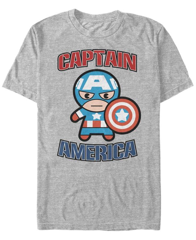 Mens Marvel Kawaii Art Collection Captain America Graphic Tee Athletic Grey Product Image