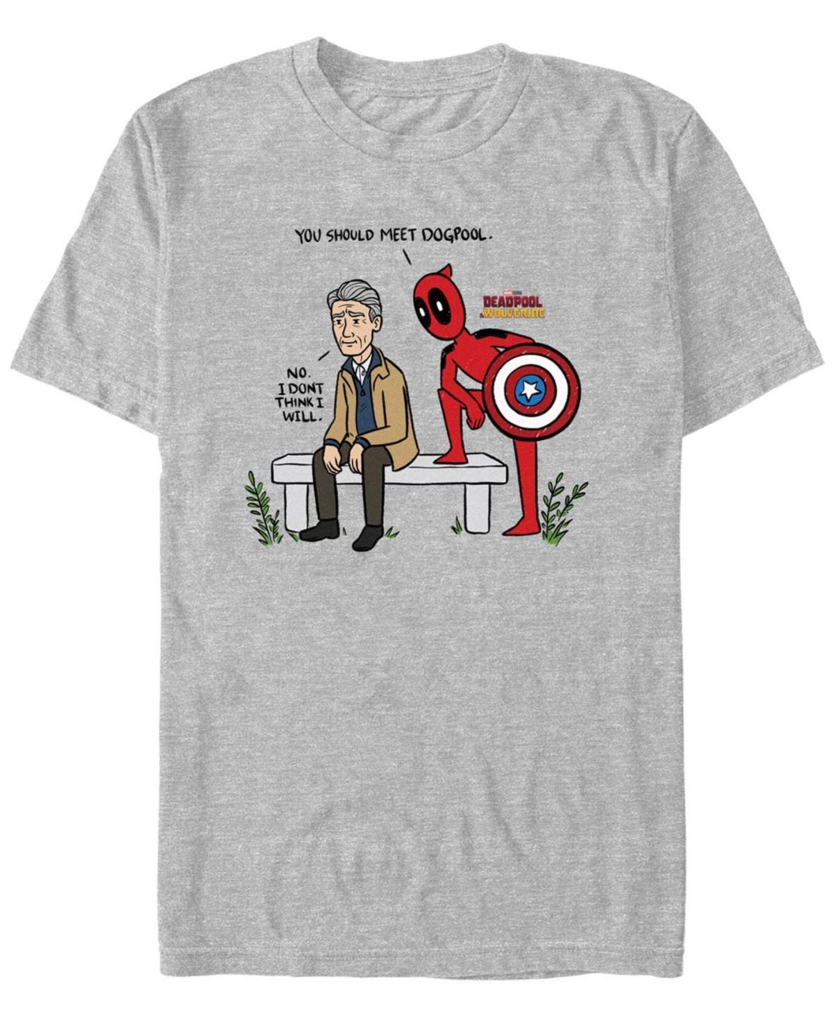 Mens Deadpool And Wolverine Captain America Meet Dogpool Graphic Tee Athletic Grey Product Image