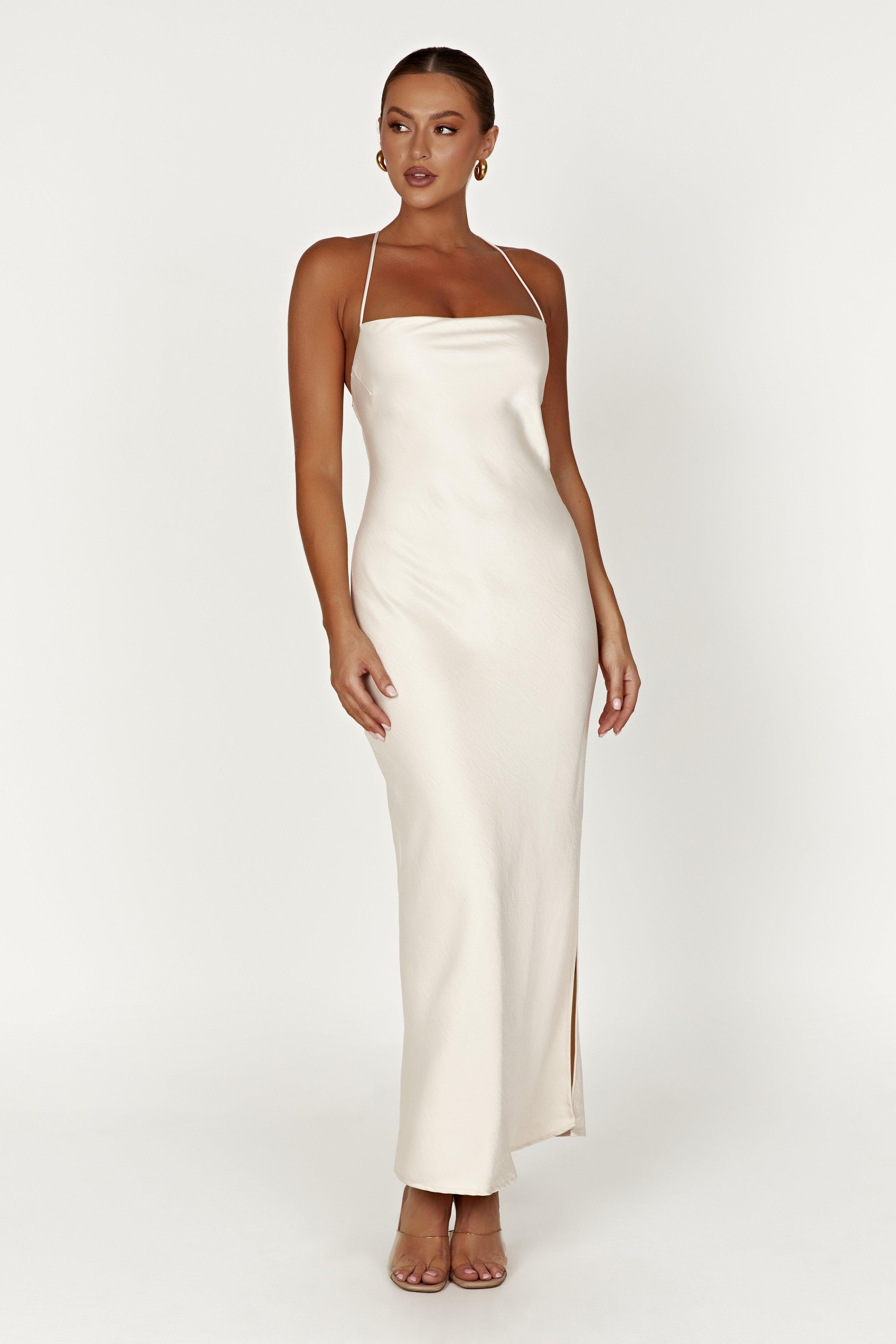 Sydney Straight Neck Slip Maxi Dress - Cream Product Image