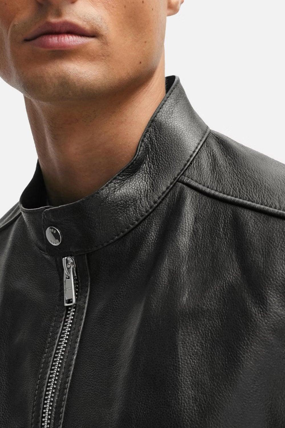 HUGO BOSS Boss Mansell Leather Jacket In Black Product Image