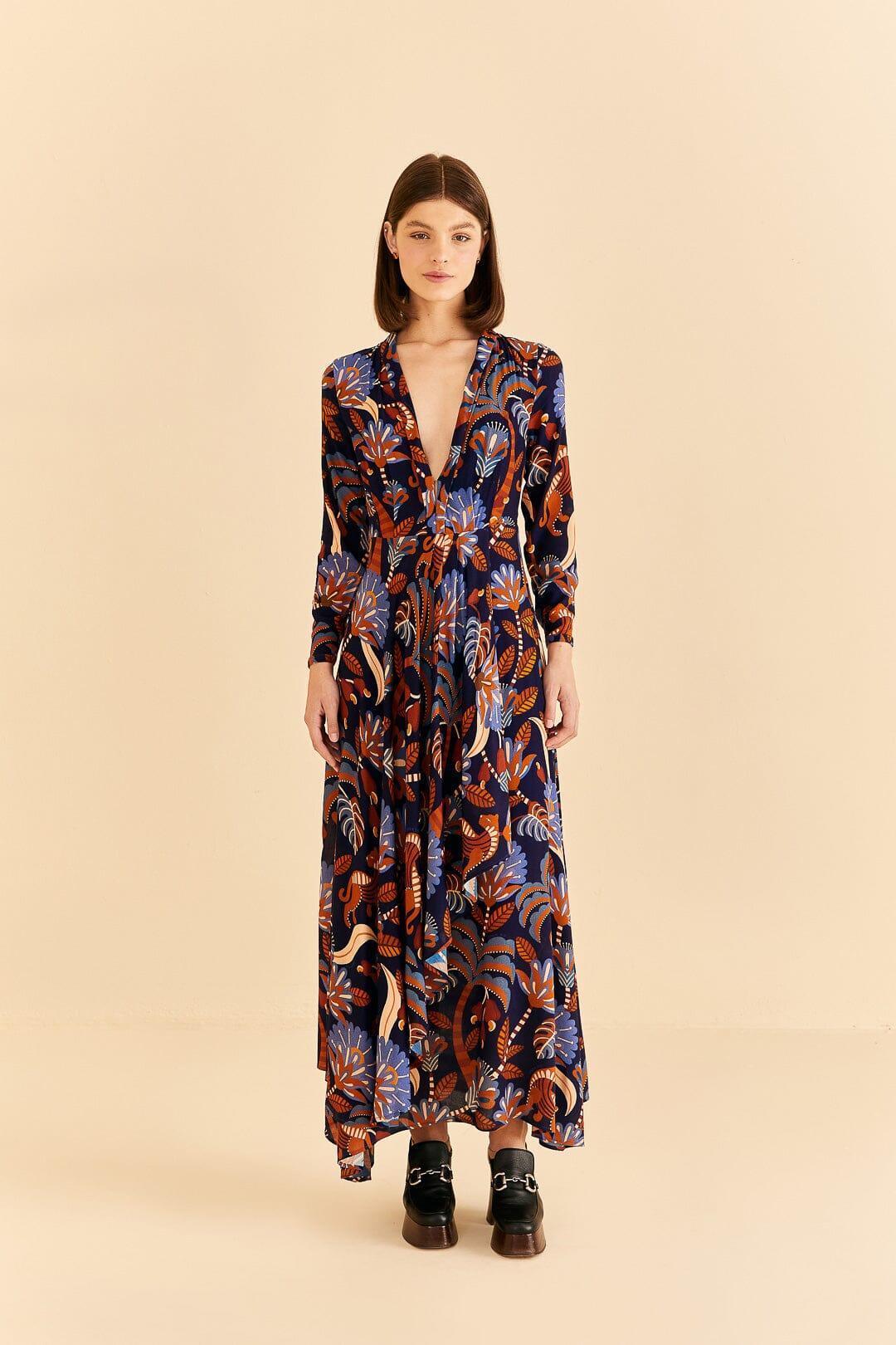 Blue Nature Beauty Long Sleeve Maxi Dress, NATURE BEAUTY BLUE / L Product Image