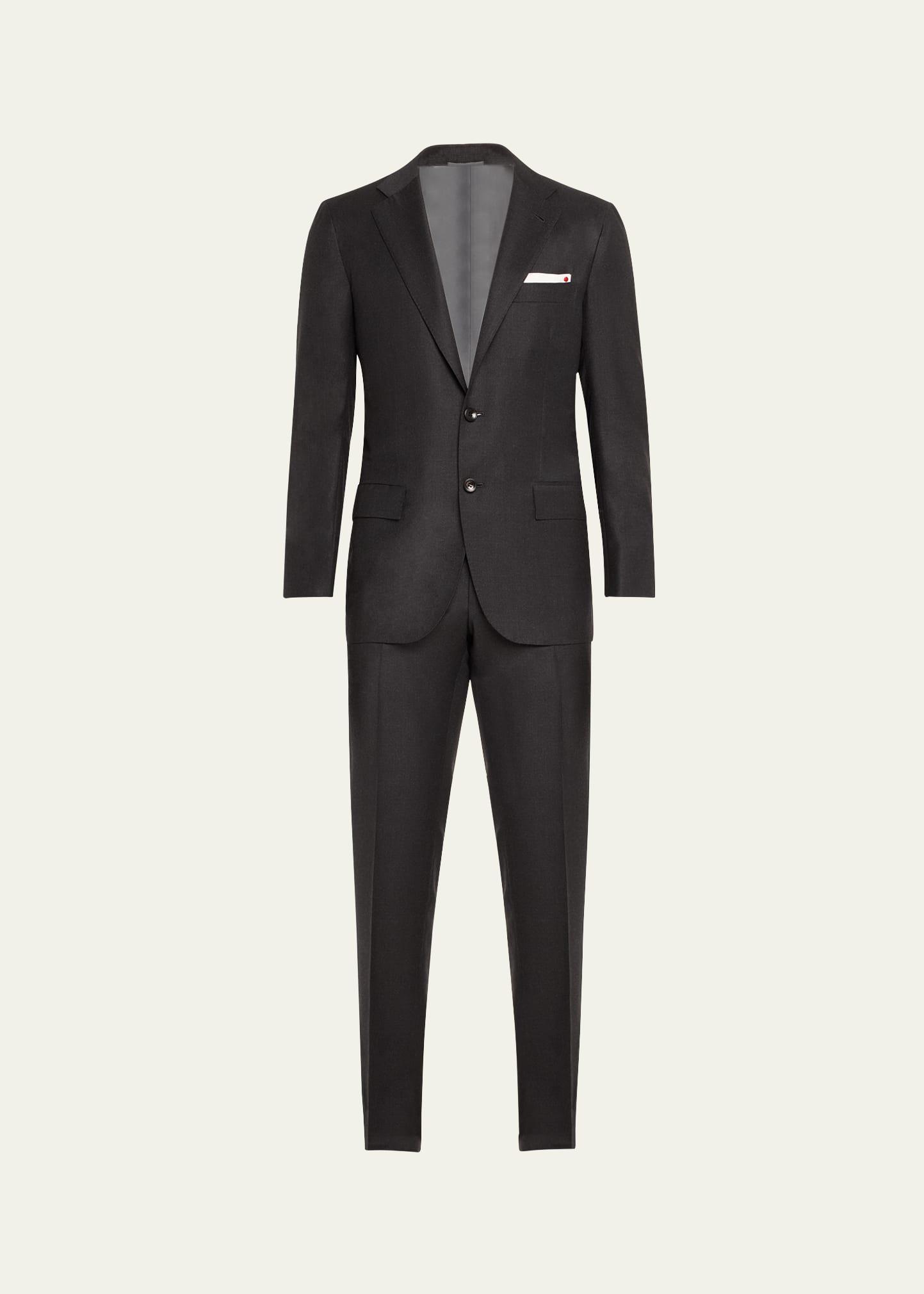 Mens Tonal Plaid Wool Suit Product Image