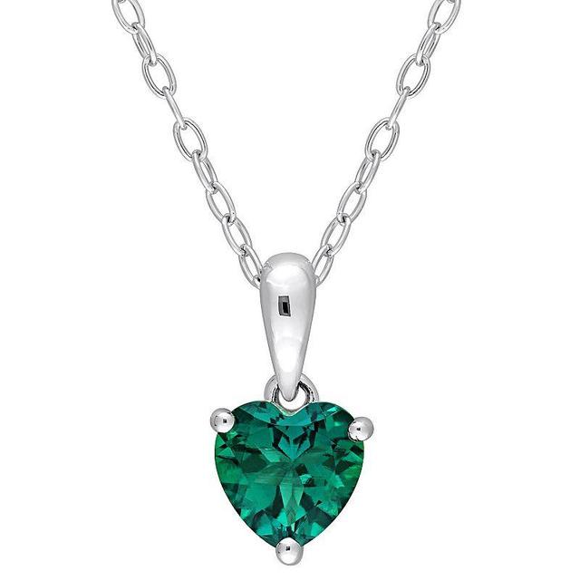 Stella Grace Sterling Silver & Gemstone Heart Stud Pendant Necklace, Womens Created Green Product Image