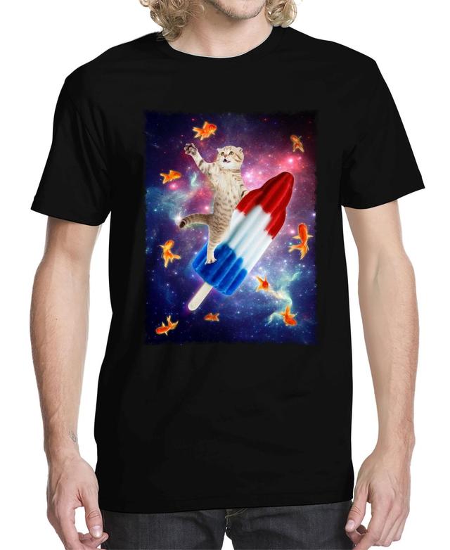 Mens Rocket Cat Graphic T-shirt Product Image