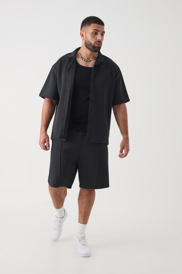 Plus Scuba Drop Revere Shirt & Short Set | boohooMAN USA Product Image