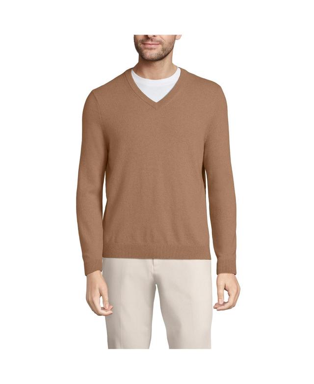 Mens Lands End Fine-Gauge Cashmere V-neck Sweater Product Image