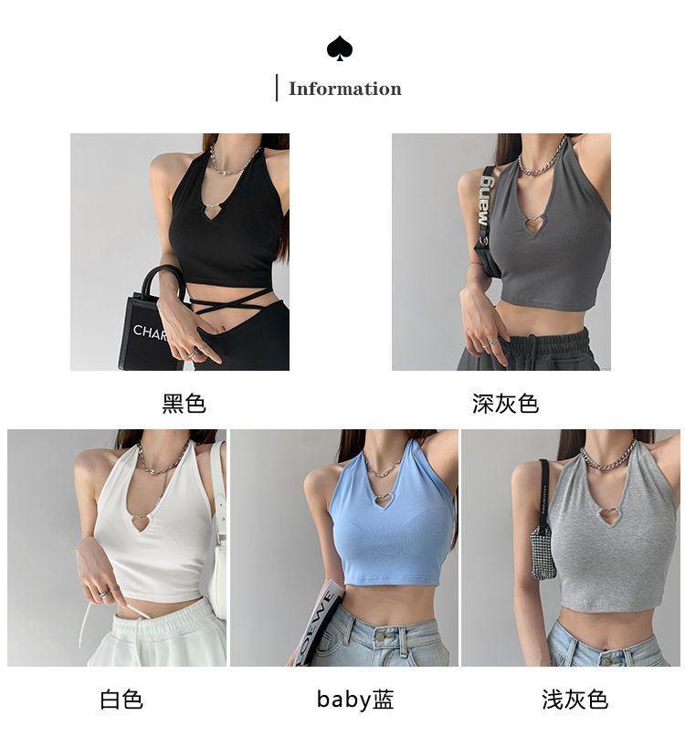 Heart-Accent Halter Top in 5 Colors Product Image