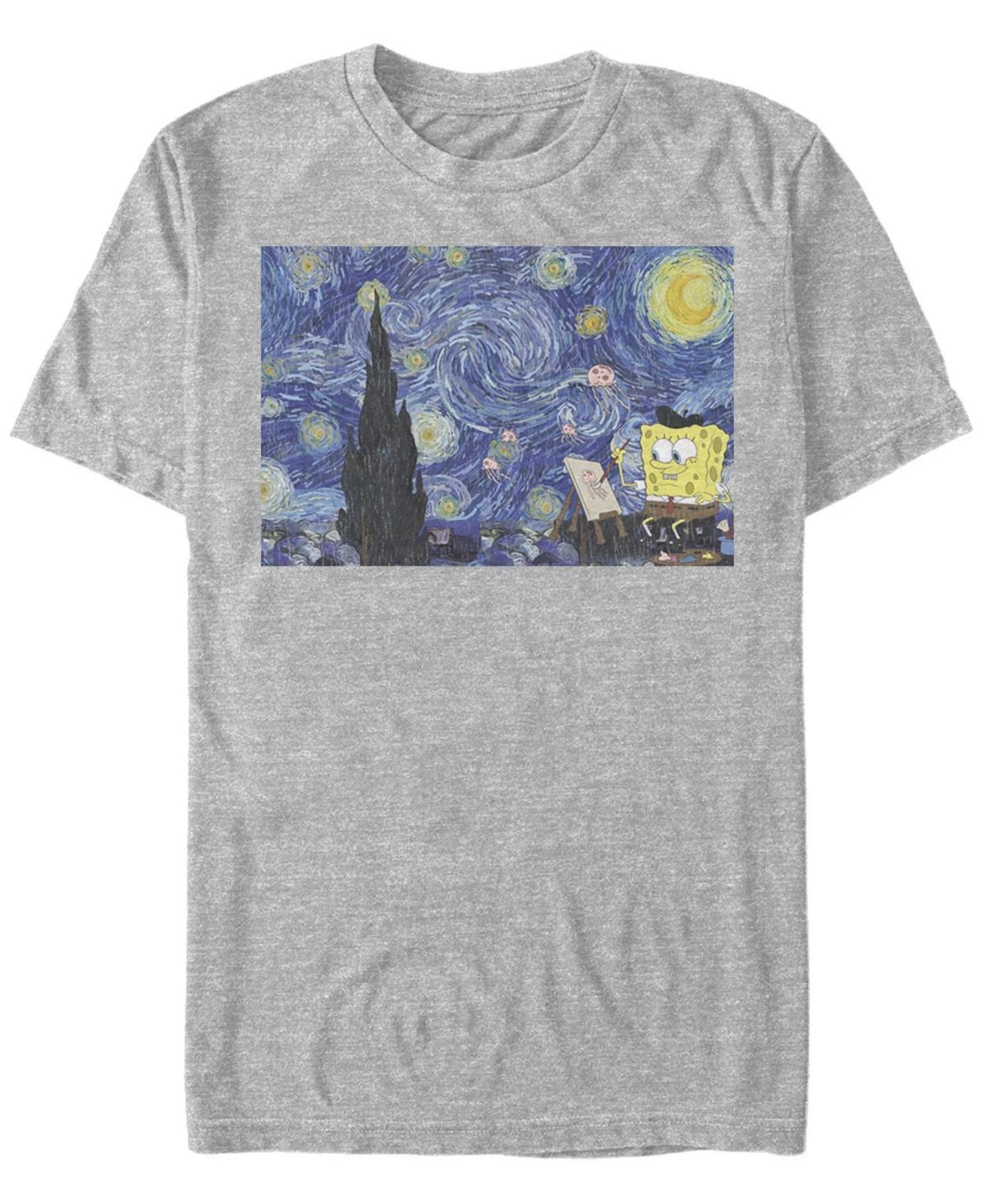 Mens Nickelodeon SpongeBob SquarePants Starry Night Painting Tee White Product Image